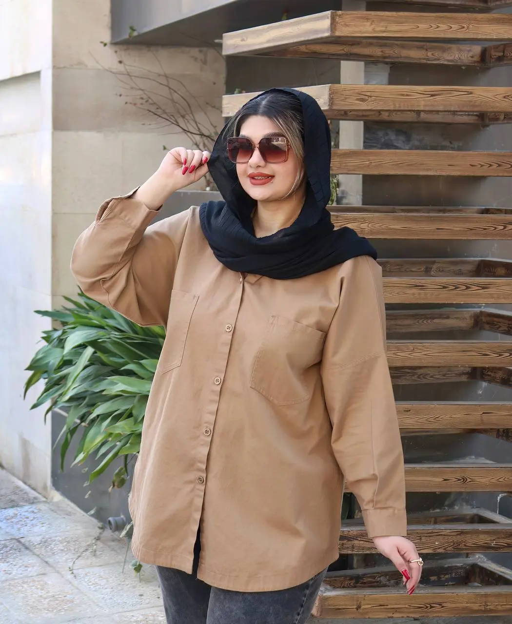 مانتو کتان سایز بزرگ ژینا