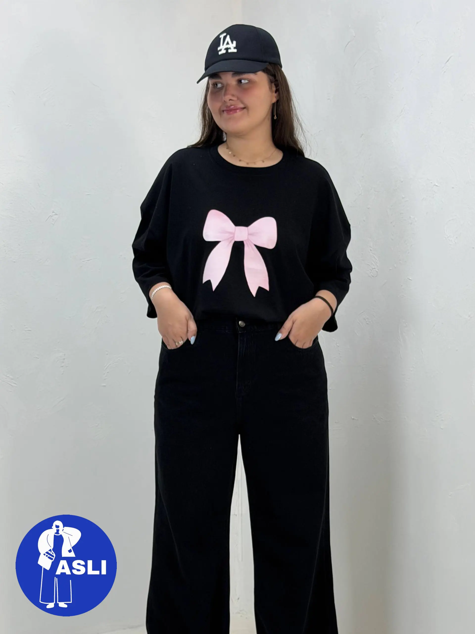 تیشرت باکسی سایز بزرگ pink bow