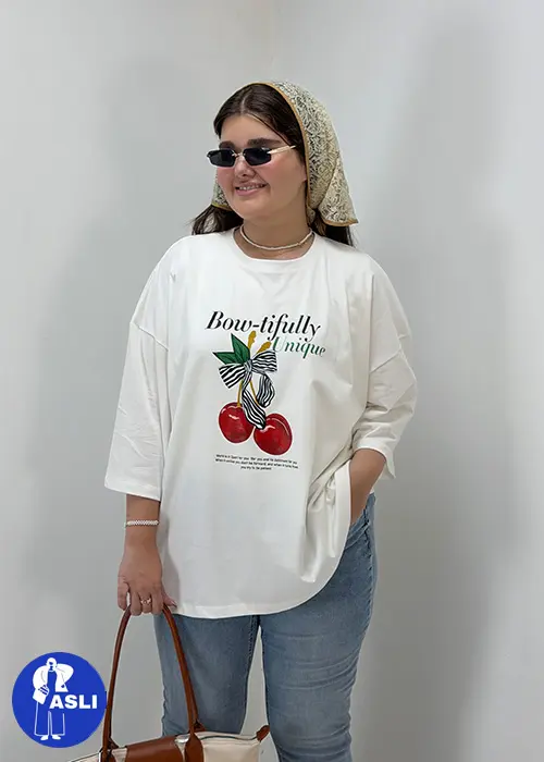 تیشرت باکسی سایز بزرگ Cherry