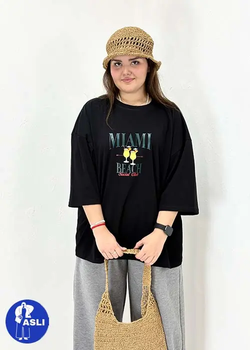 تیشرت باکسی سایز بزرگ miami beach