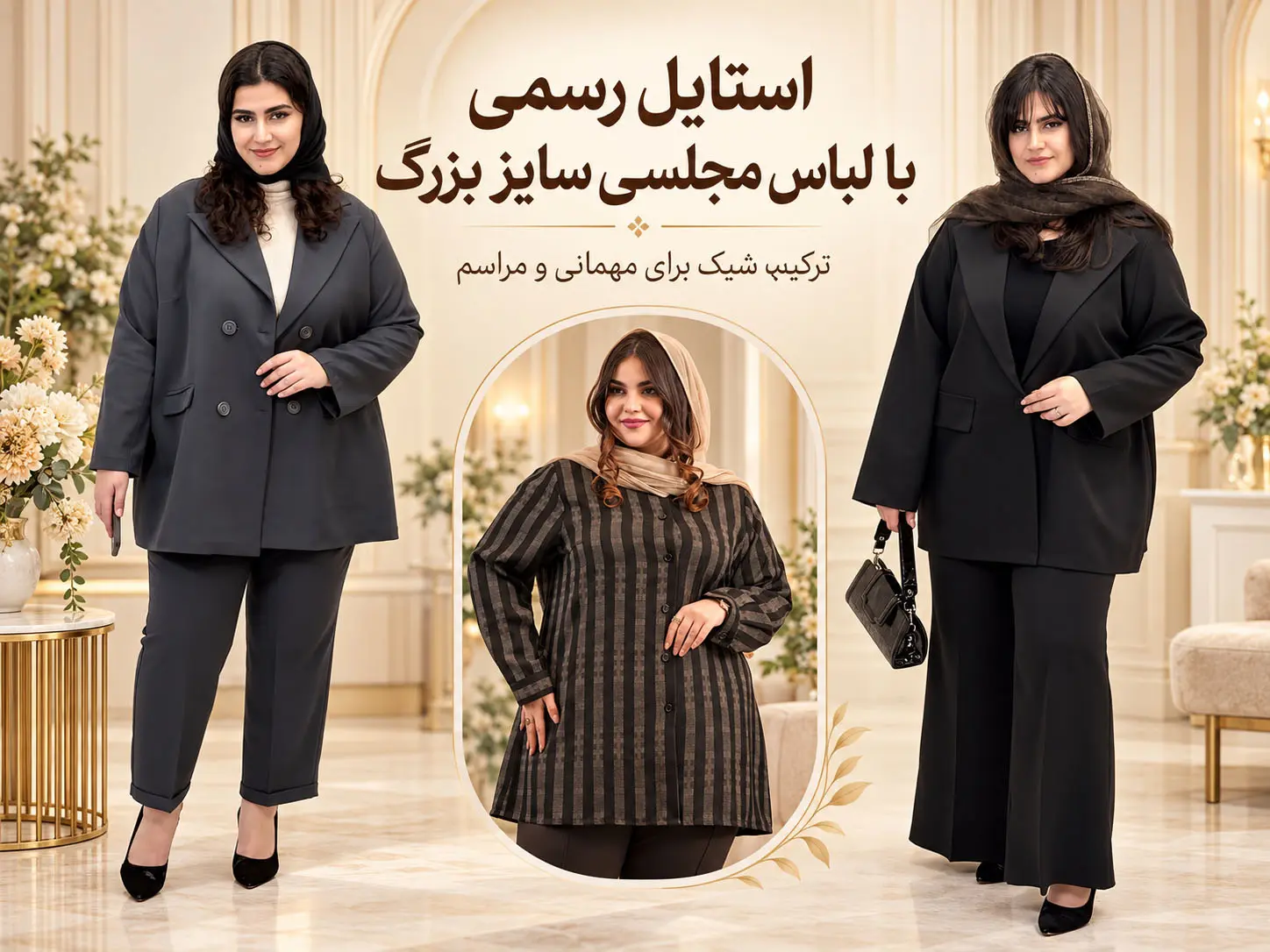 استایل رسمی با لباس مجلسی سایز بزرگ