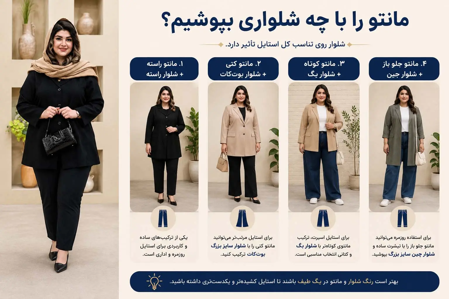مانتو را با چه شلواری بپوشیم؟