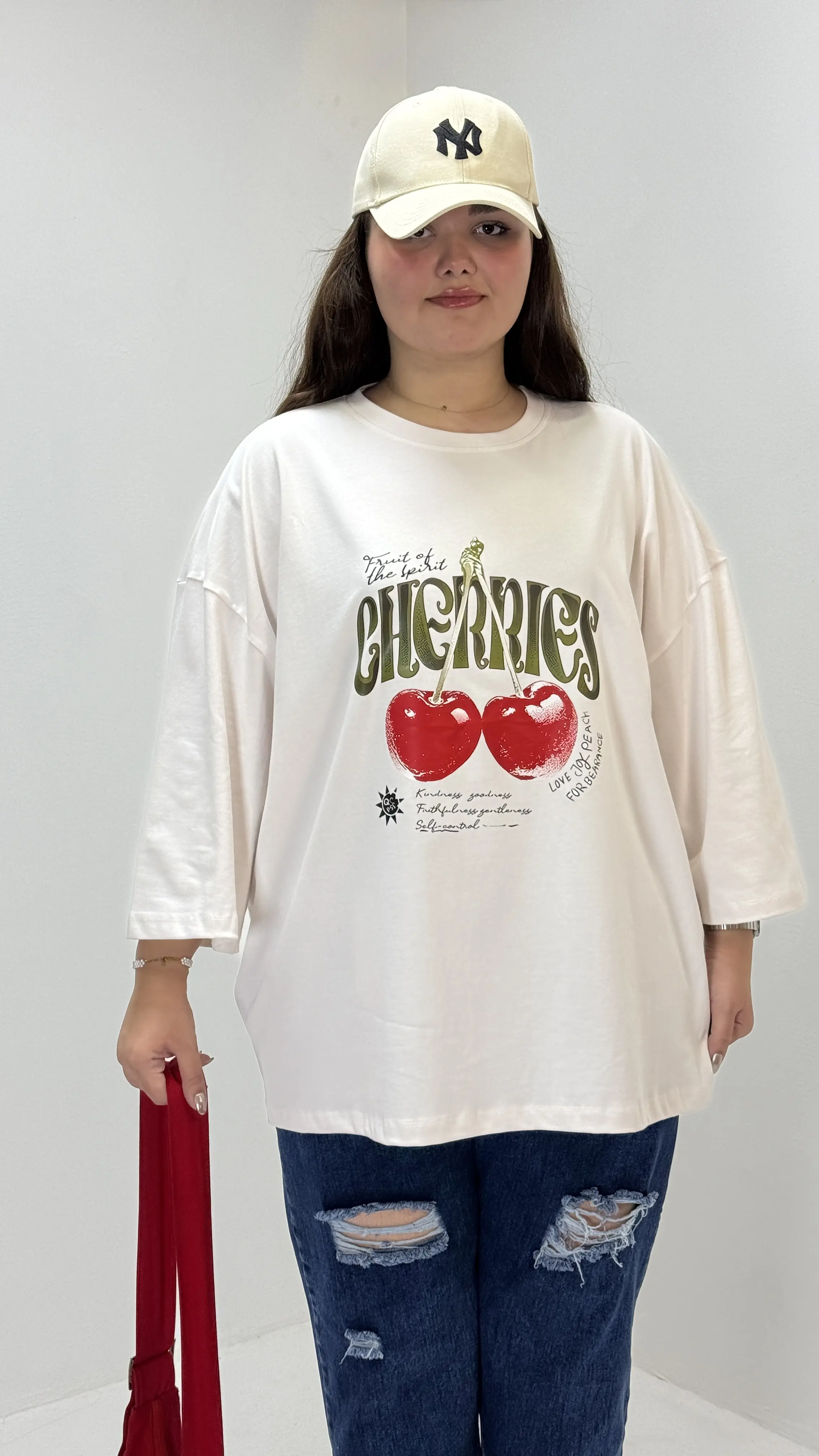 تیشرت باکسی سایزبزرگ Cherry