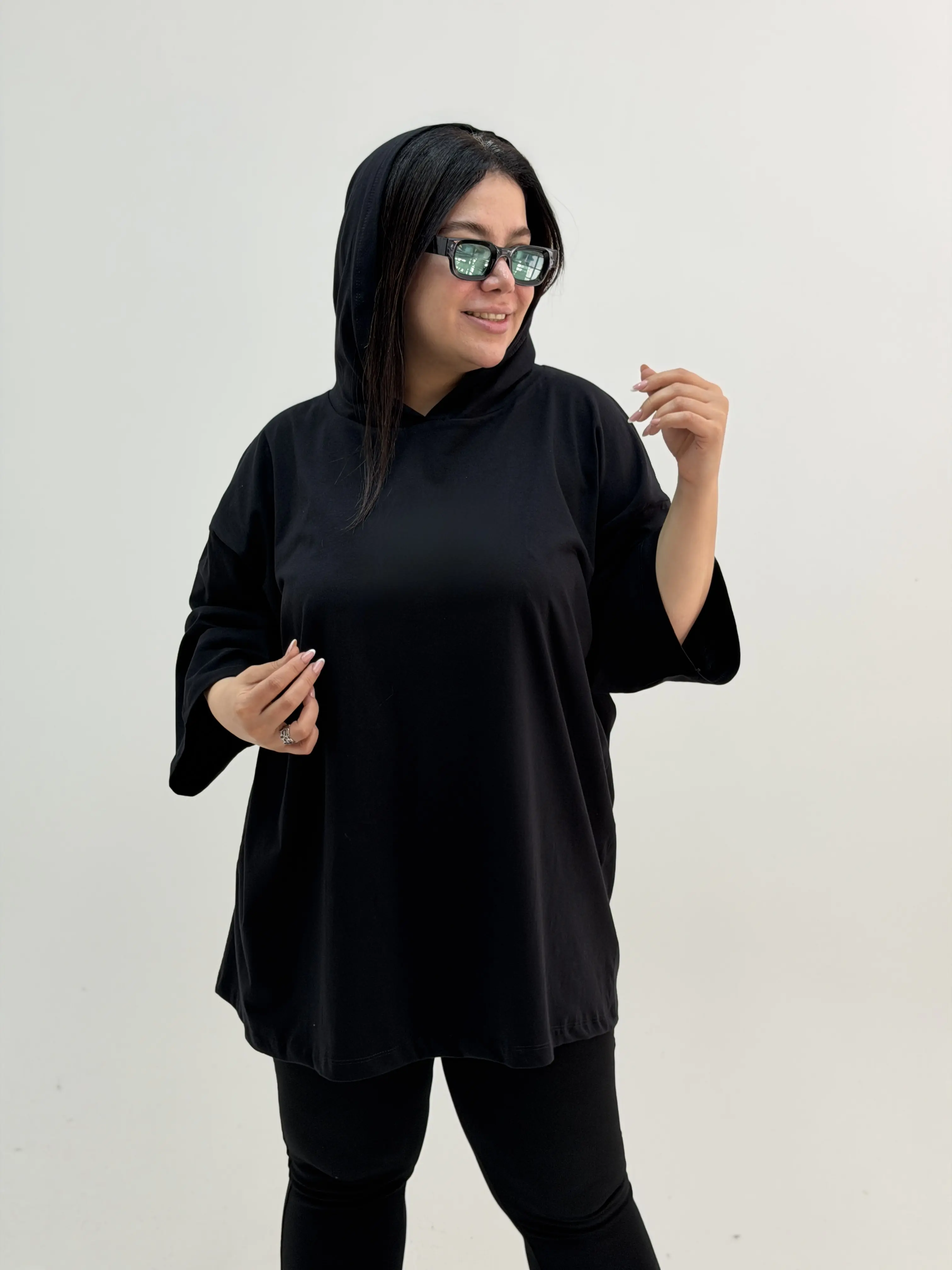تیشرت بیسیک سایزبزرگ کلاهدار