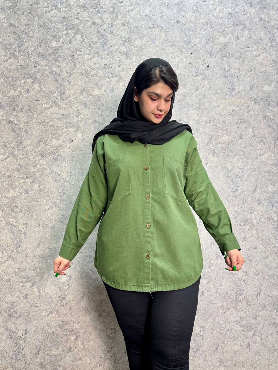 مانتو کتان سبز سایزبزرگ 925