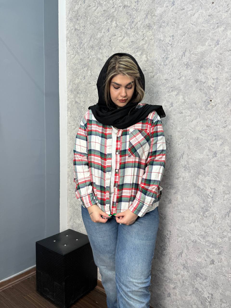 پیراهن چهارخونه قرمز 926