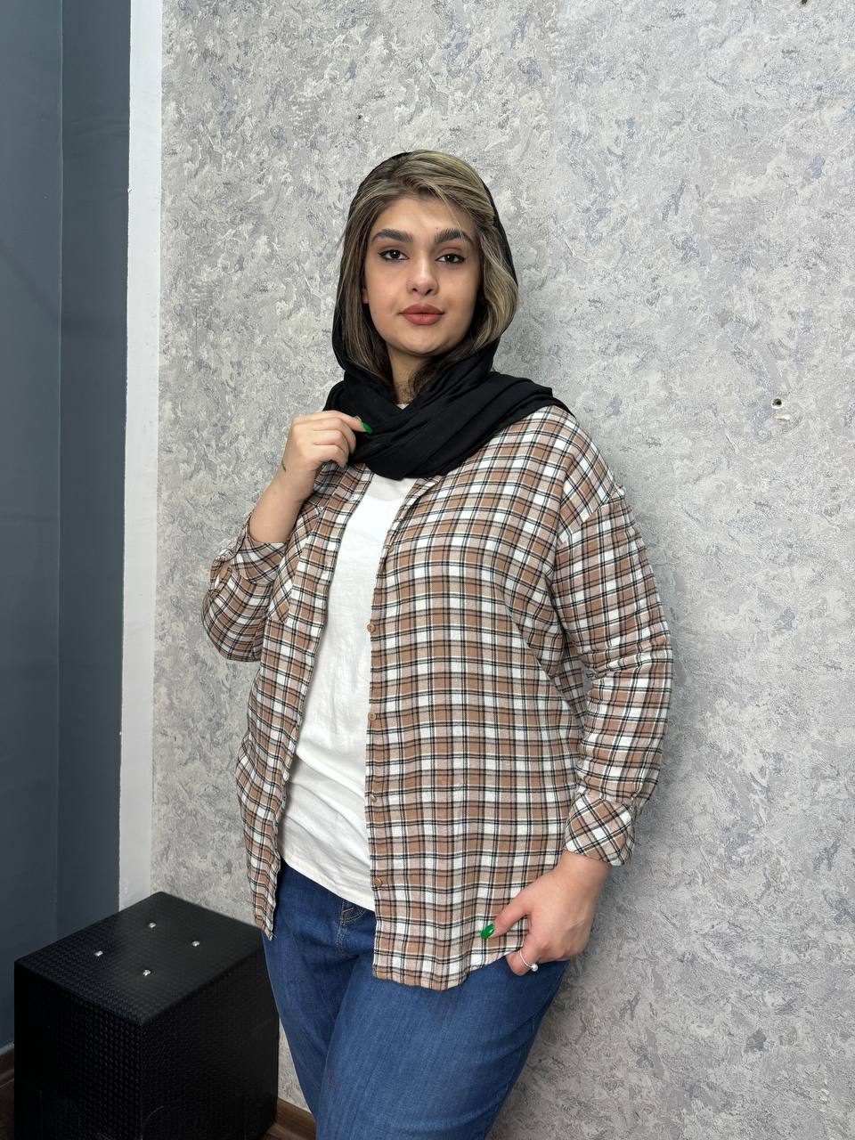 پیراهن چهارخونه قهوه ای 927