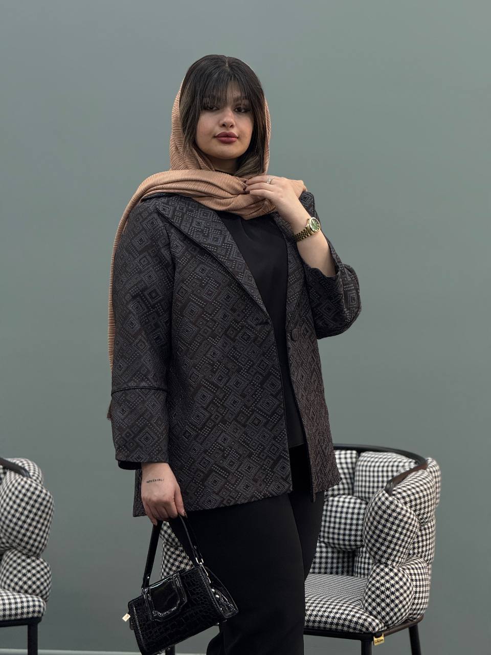 کت ژاکارد سایزبزرگ آنجل