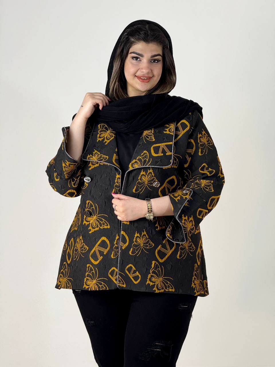 کت ژاکارد سایزبزرگ پروانه