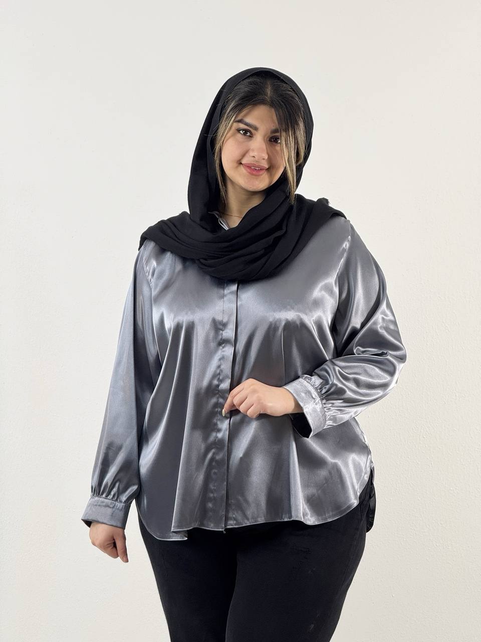 شومیز ساتن ابریشم سایزبزرگ
