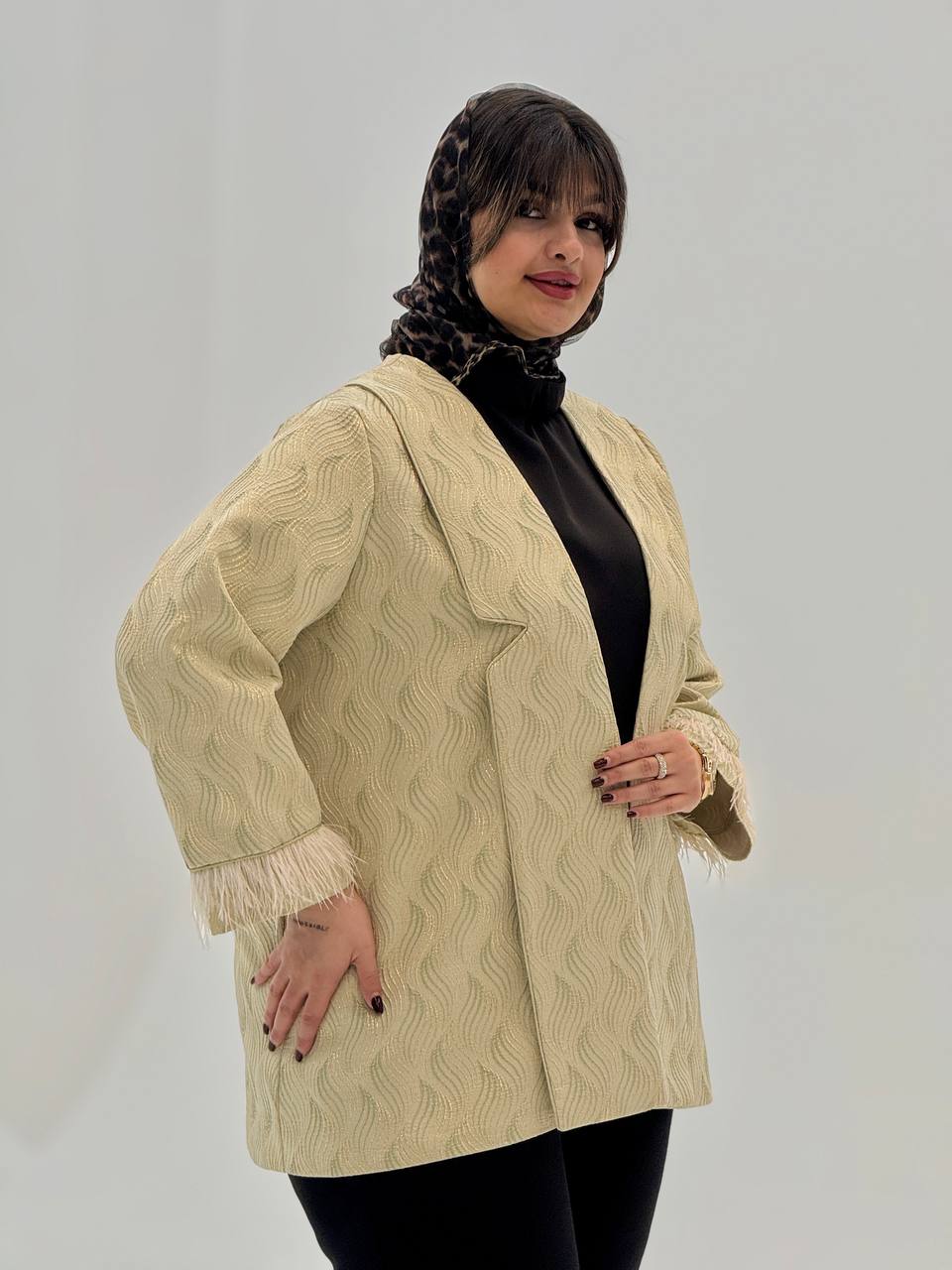 کت ژاکارد سایزبزرگ دریا