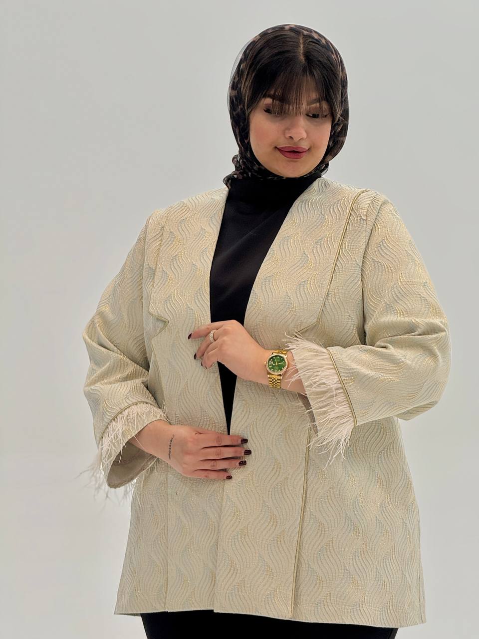 کت ژاکارد سایزبزرگ دریا