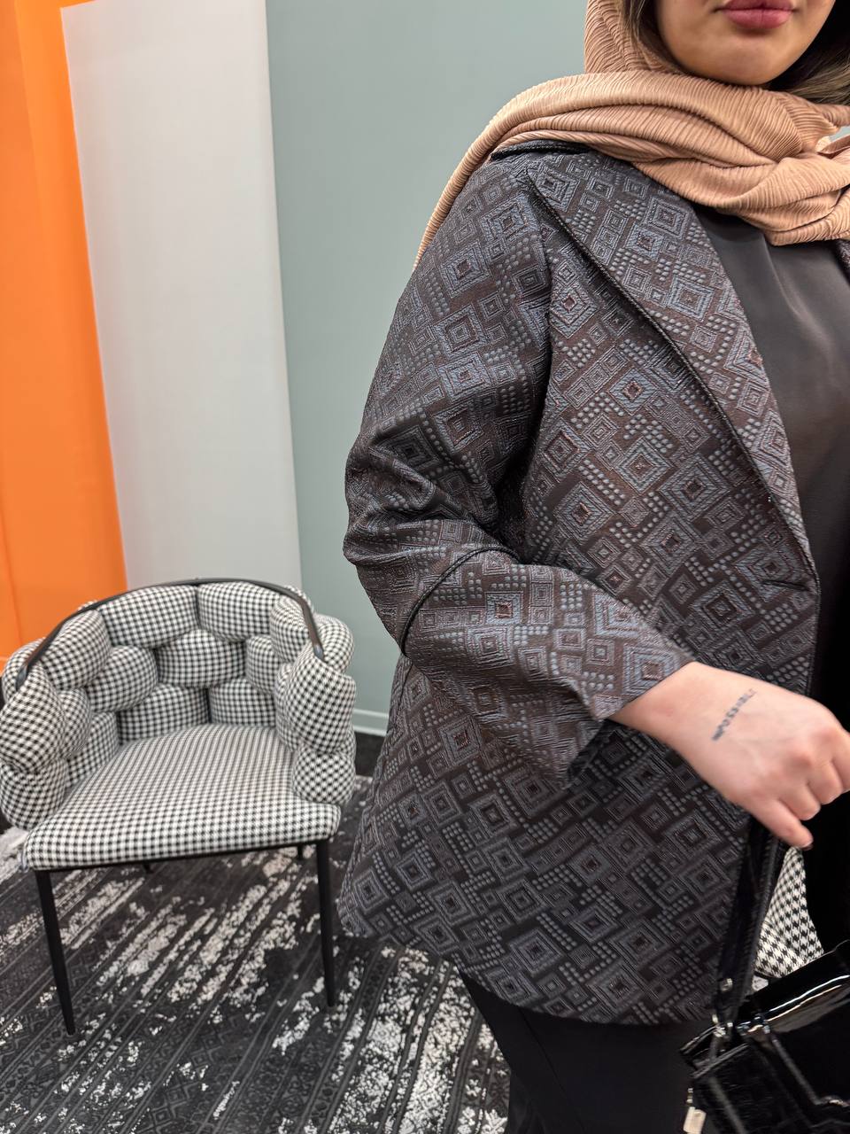 کت ژاکارد سایزبزرگ آنجل