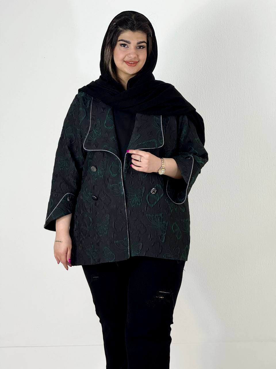 کت ژاکارد سایزبزرگ پروانه