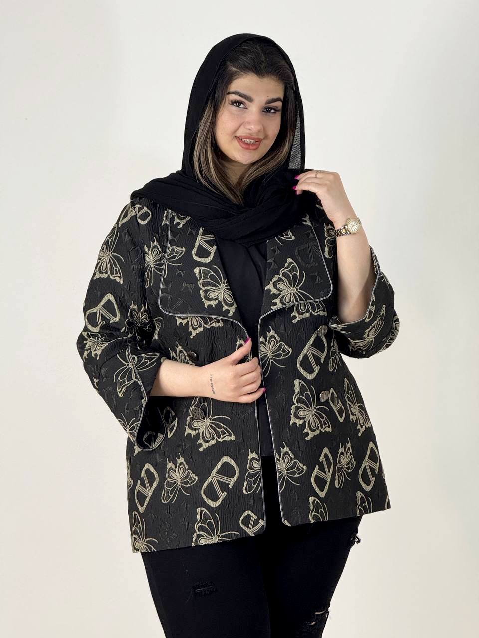 کت ژاکارد سایزبزرگ پروانه